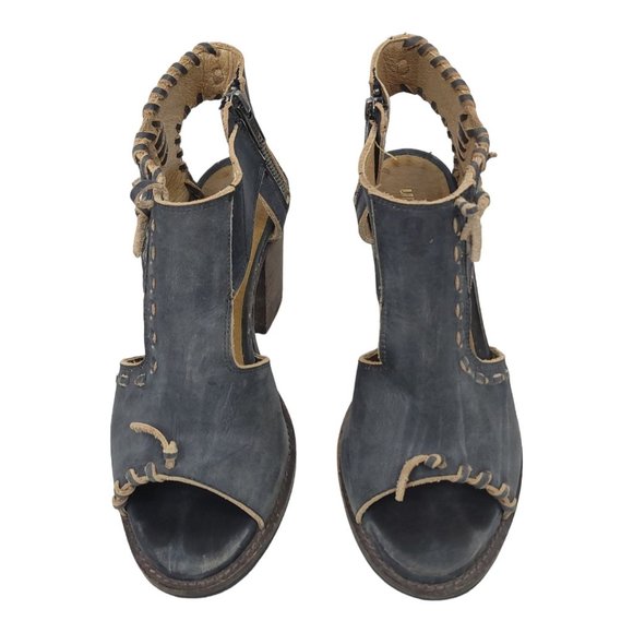 Farylrobin Loki Full Leather Chunky Heel Sandal Womens Size 8.5 Gray Black - Picture 6 of 12